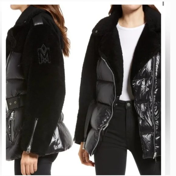 Mackage Rune Sherpa Moto Down Puffer Jacket L - Picture 2 of 9
